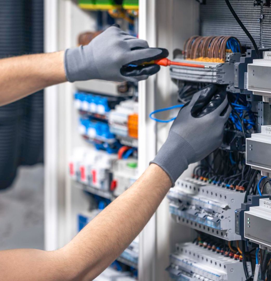 person doing electrical work